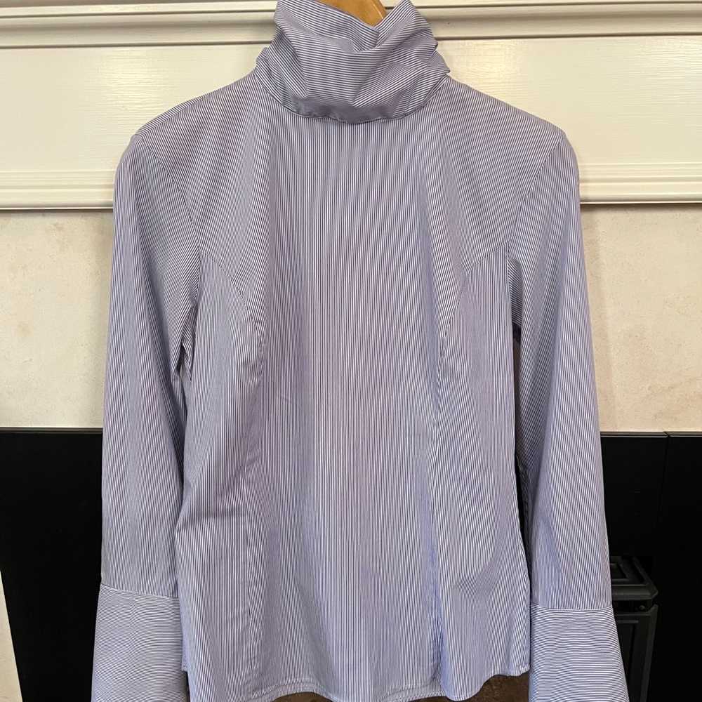 Banana Republic Blue and White Striped Blouse with Tie